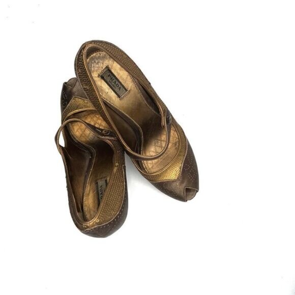 Prada vintage sequin Peep toe pump Sz 385 - Picture 5 of 14